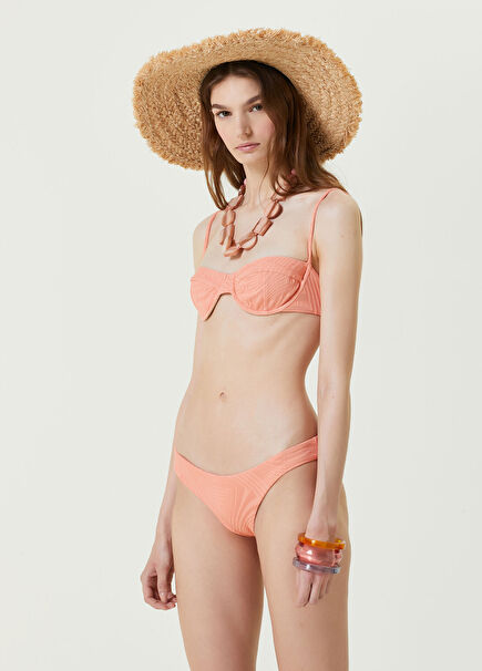 Orange Geometric Patterned Bikini Top
