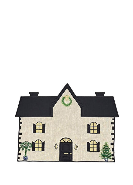 Yılbaşı Serisi Ev Desenli Bej Amerikan Servisi