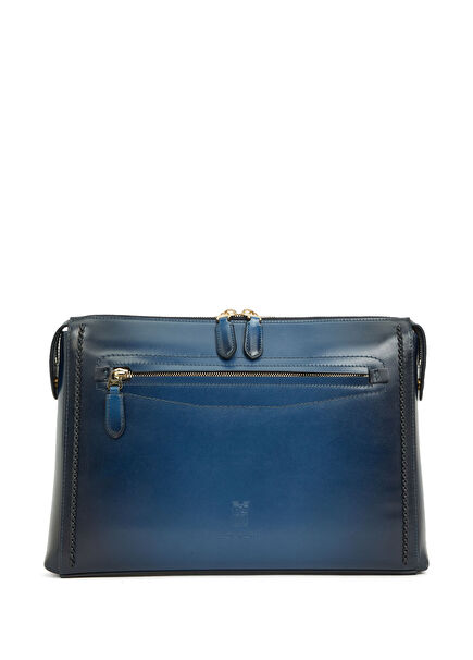 Navy Blue Leather Briefcase