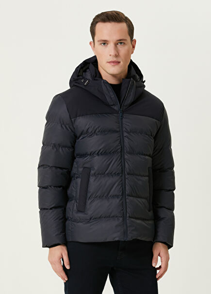 Navy Blue Hooded Puff Coat