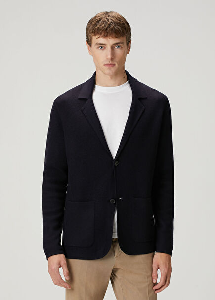Navy Blue Wool Jacket