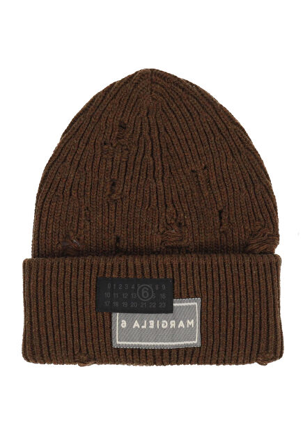 Brown Logo Patched Women's Wool Beanie