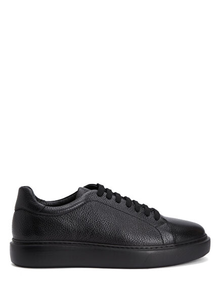 Black Basic Men's Leather Sneakers