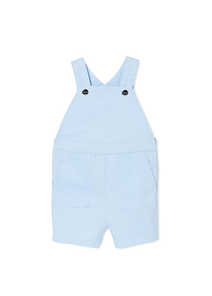 Light Blue Twill Snap Shorts Baby Boy Salopet