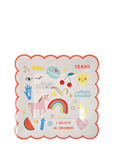 Unicorn Temalı Küçük Boy 8'li Kağıt Parti Tabağı