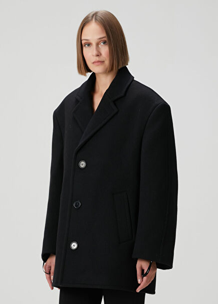 Black Oversized Wool Coat