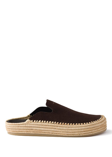 Brown Suede Women's Closed Slippers
