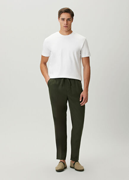 Regular Fit Yeşil Tencel Jogger Pantolon