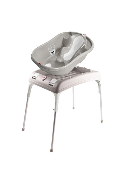 Onda Evolution Light Grey Bidirectional Bathtub Bath Set with Digital Thermometer and Bathtub Carrier 3-Piece Baby Bath Set