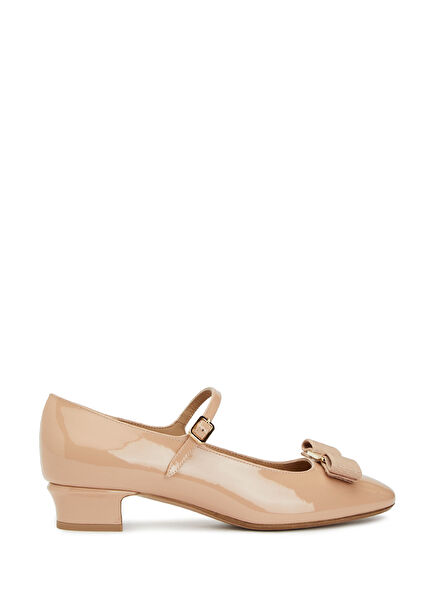 Vara Bow Beige Patent Leather High Heels