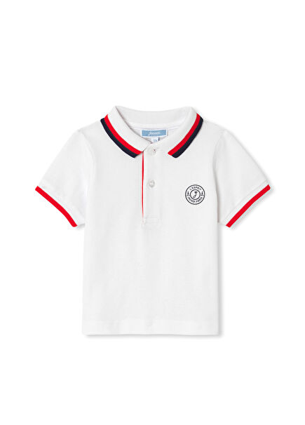 White Ribbed Polo Neck Baby Boy T-Shirt