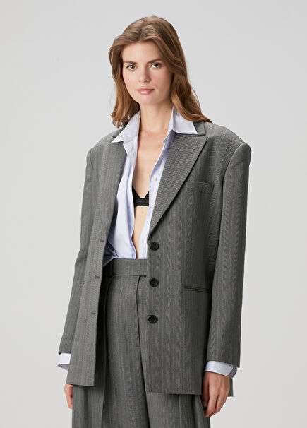 Declan Siyah Beyaz Çizgili Blazer