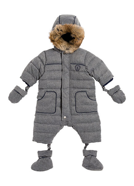 Grey Hooded Baby Boy Astronaut Jacket