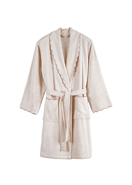 Lindy Ekru Bambu Kadın Bornoz