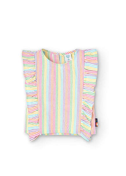 Short Sleeve Round Neck Girls Poplin Blouse