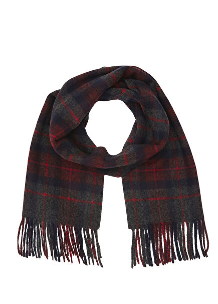 Burgundy Plaid Men's Wool Scarf