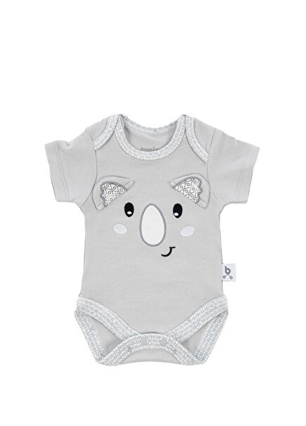 Hero Koala Patterned Embroidered Short Sleeve Baby Body