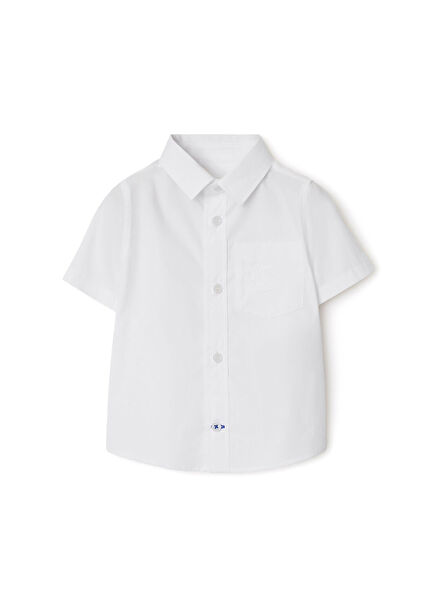 Stretch White Cotton Unisex Kids Shirt