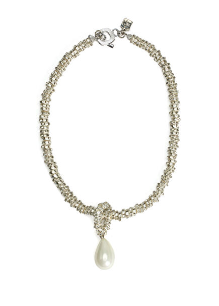 Silver Pearl Stone Women's Necklace
