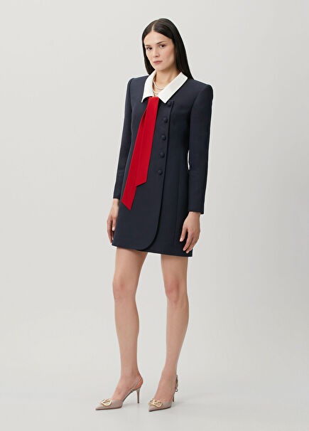 Navy Blue Mini Wool Dress