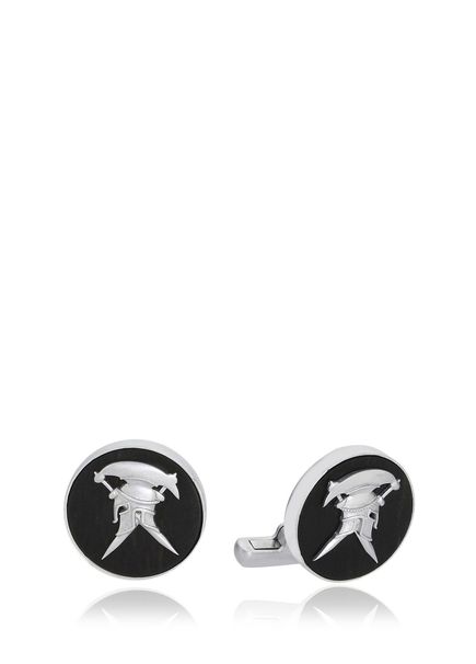 Helmet Sterling Silver Ebony Cufflink