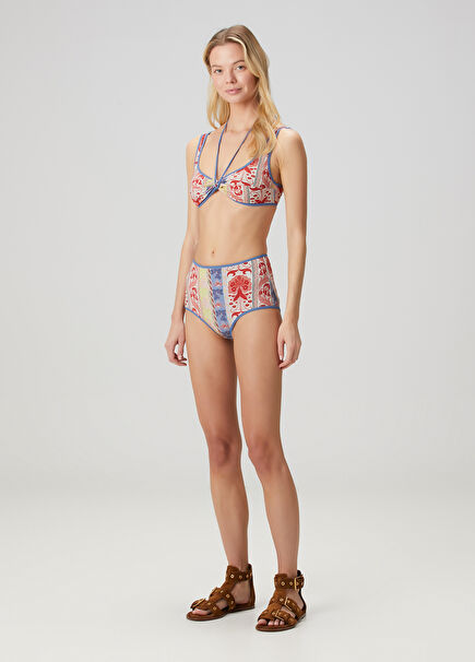 Blue Patterned Bikini Set