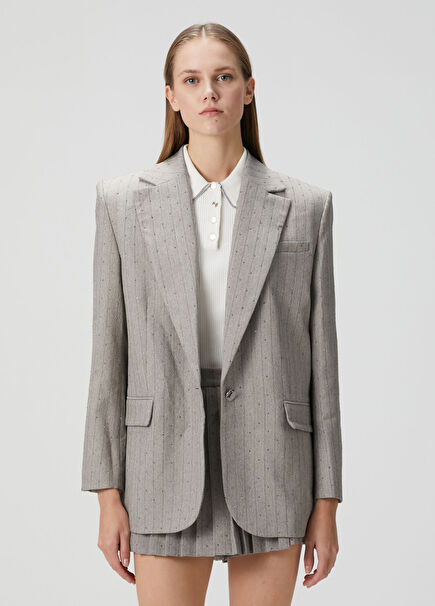 Gri Çizgili Ceket