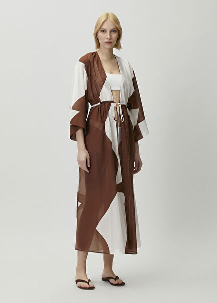 Coffee White Midi Beach Dress
