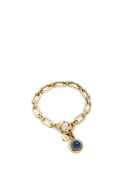 Dust Lapis Charm Gold Plated Women's Chain Bracelet