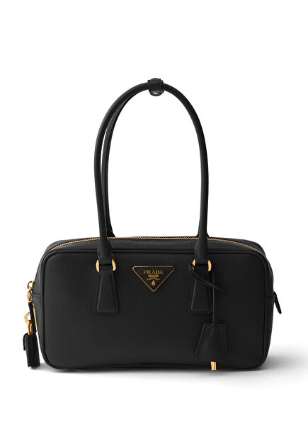 Black Saffiano Leather Top Handle Small Size Women's Handbag