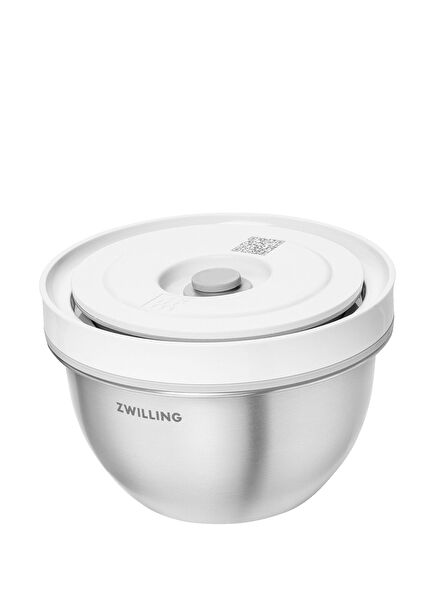 Fresh & Save Beyaz Kapaklı Metalik Gri Çelik Vakumlu Saklama Kabı