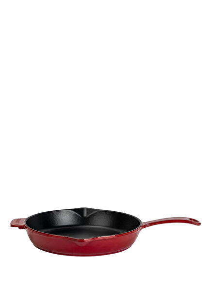 Burgundy Cast Iron Frying Pan with Solid Handle 28 cm