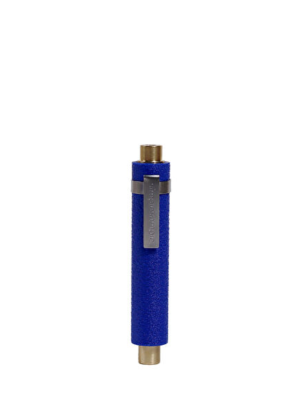 Grained Just Blue Yellow Brass Body Ballpoint Pen