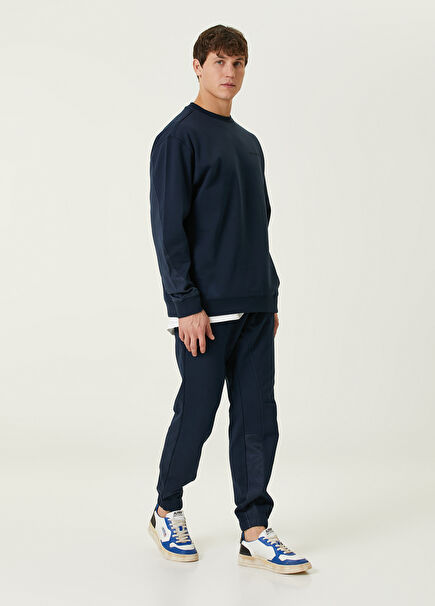 Navy Blue Waist-Corded Jogger Sweatpants