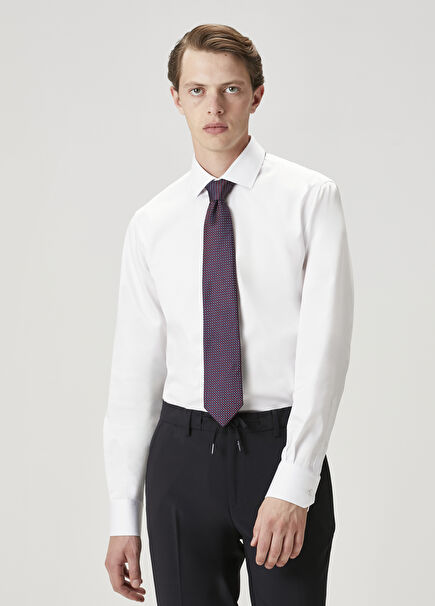Custom Fit Beyaz Non-Iron Gömlek
