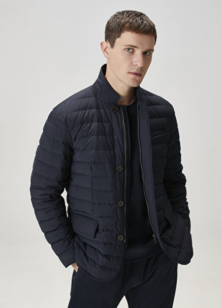 Lacivert Kapitoneli Ceket