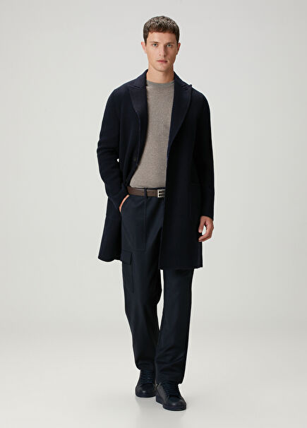 Navy Blue Double-Sided Wool Coat