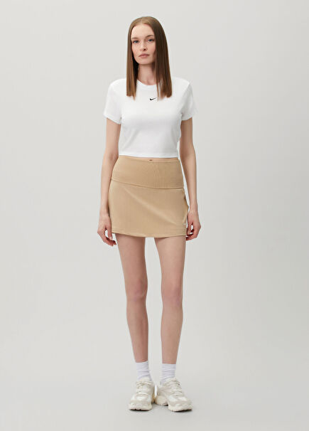 Chill Knit Beige Short Skirt