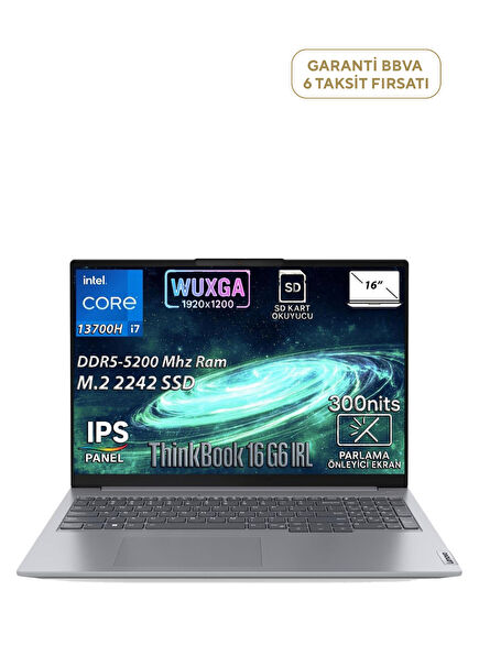Lenovo Thinkbook 16 G6 Irl Intel Core i7-13700H 16GB Ram 512GB SSD 16" WUXGA IPS Panel FreeDos Laptop 21KH00V1TR