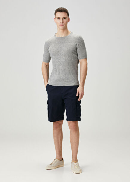 Navy Blue Cargo Bermuda