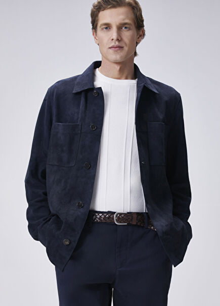 Lacivert Süet Gömlek