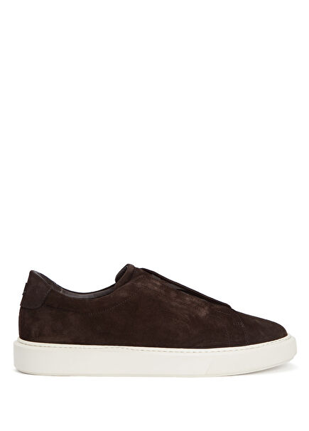 Kahverengi Lastikli Erkek Süet Sneaker