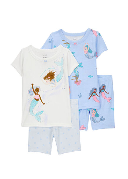 Renkli Kız Çocuk 4'lü Pijama Set