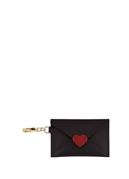 Love Koyu Kahverengi Kadın Deri Charm Kartlık