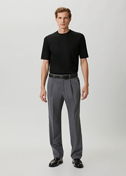 Grey Waist Corded Trousers