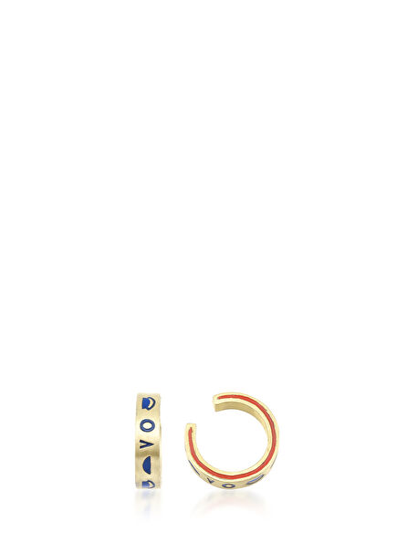 Horus Mineli 925 Ayar Gümüş Üzeri 14 Ayar Altın Kaplama Unisex Halka Kıkırdak Küpe