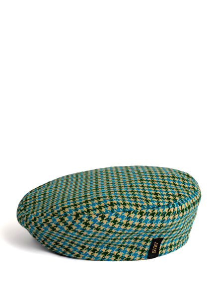 Chester Yeşil Ekoseli Yünlü Erkek Beret Şapka