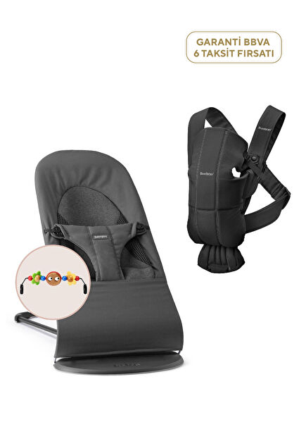 Balance Soft Woven Dark Grey Jersey Triple Fabric Baby Carrier with Toy 0-13 kg and Mini 3D Jersey Woven Black Kangaroo Set of 2