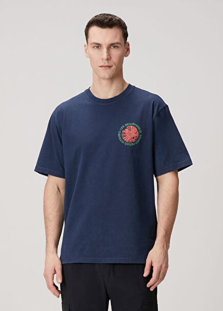 Lacivert Logo Baskılı T-shirt