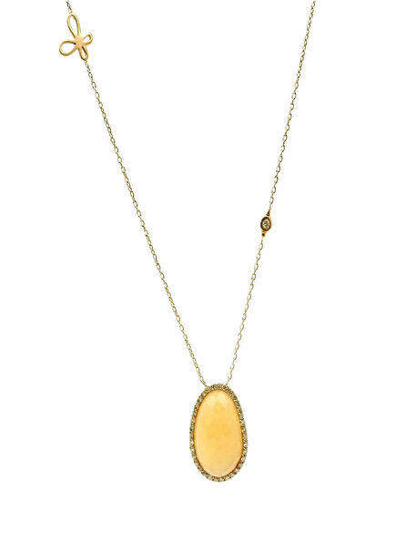 Moonstone Pırlantalı Kadın Altın Kolye